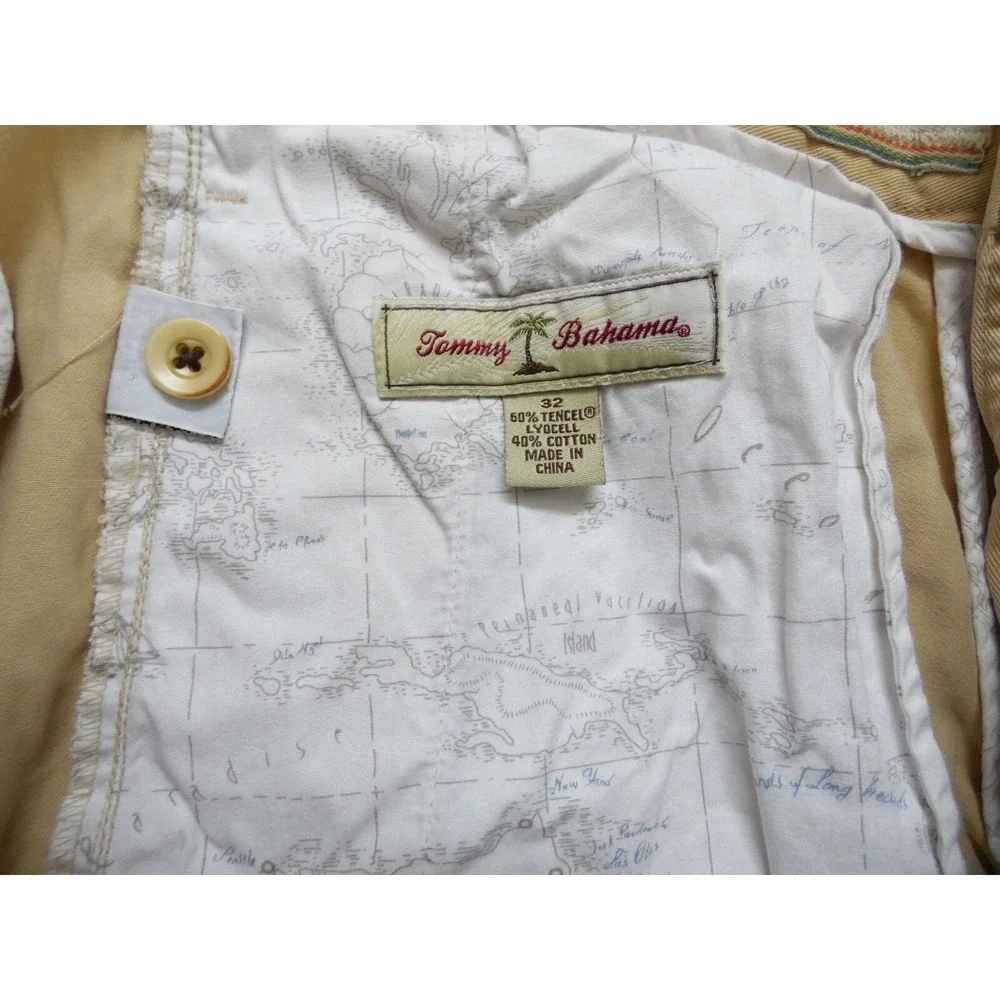Tommy‎ Bahama Mens Beige Flat Front Slash Pocket Stretch Casual Straight Pant 32